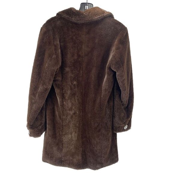 CAbi Womens Teddy Bear Pea Coat Fur Jacket Lined Crystal Button Brown Size XS - Picture 4 of 12